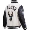 Pro Standard Mens NBA Retro Classics Varsity Jacket(Eggshell/ Black)