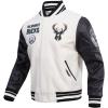 Pro Standard Mens NBA Retro Classics Varsity Jacket(Eggshell/ Black)