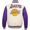 Pro Standard Mens NBA Retro Classics Varsity Jacket(Eggshell/ Purple)
