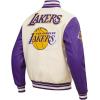 Pro Standard Mens NBA Retro Classics Varsity Jacket(Eggshell/ Purple)