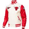 Pro Standard Mens NBA Retro Classics Varsity Jacket(Eggshell/ Red)