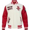Pro Standard Mens NBA Retro Classics Varsity Jacket(Eggshell/ Red)