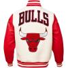 Pro Standard Mens NBA Retro Classics Varsity Jacket(Eggshell/ Red)