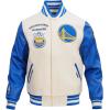 Pro Standard Mens NBA Retro Classics Varsity Jacket(Eggshell/Royal Blue)