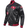 Pro Standard Mens NFL Old English Satin Jacket(Black/Red/Black)