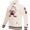 Pro Standard Mens NFL Retro Classics Brushed Back French Terry Pull Over Hoodie(Eggshell/ Brown)