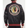 Pro Standard Mens NHL Retro Classics Satin Jacket(Black/Red/Black)