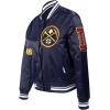 Pro Standard Womens NBA Old English Satin Jacket(Midnight Navy)