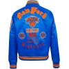 Pro Standard Womens NBA Old English Satin Jacket(Royal/Orange/Royal)