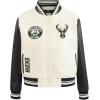 Pro Standard Womens NBA Retro Classics Varsity Jacket(Eggshell/ Black)