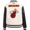 Pro Standard Womens NBA Retro Classics Varsity Jacket(Eggshell/ Black)