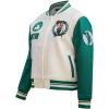 Pro Standard Womens NBA Retro Classics Varsity Jacket(Eggshell/ Kelly Green)