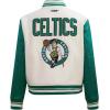 Pro Standard Womens NBA Retro Classics Varsity Jacket(Eggshell/ Kelly Green)