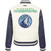 Pro Standard Womens NBA Retro Classics Varsity Jacket(Eggshell/ Midnight Navy)