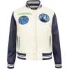 Pro Standard Womens NBA Retro Classics Varsity Jacket(Eggshell/ Midnight Navy)