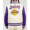 Pro Standard Womens NBA Retro Classics Varsity Jacket(Eggshell/ Purple)