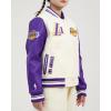 Pro Standard Womens NBA Retro Classics Varsity Jacket(Eggshell/ Purple)