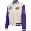 Pro Standard Womens NBA Retro Classics Varsity Jacket(Eggshell/ Purple)