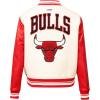 Pro Standard Womens NBA Retro Classics Varsity Jacket(Eggshell/ Red)
