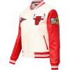 Pro Standard Womens NBA Retro Classics Varsity Jacket(Eggshell/ Red)