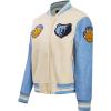 Pro Standard Womens NBA Retro Classics Varsity Jacket(Eggshell/ University Blue)
