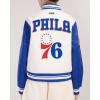Pro Standard Womens NBA Retro Classics Varsity Jacket(Eggshell/Royal Blue)