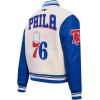 Pro Standard Womens NBA Retro Classics Varsity Jacket(Eggshell/Royal Blue)