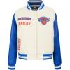 Pro Standard Womens NBA Retro Classics Varsity Jacket(Eggshell/Royal Blue)