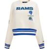 Pro Standard Womens NFL Retro Classics Brushed Back French Terry Crewneck Sweatshirt(Eggshell/Royal Blue)