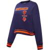 Pro Standard Womens NFL Retro Classics Brushed Back French Terry Crewneck Sweatshirt(Midnight Navy/Orange/Midnight Navy)