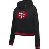 Pro Standard Womens NFL Retro Classics Brushed Back French Terry Cropped Pullover Hoodie(Black/Red/Black)
