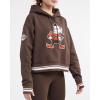 Pro Standard Womens NFL Retro Classics Brushed Back French Terry Cropped Pullover Hoodie(Brown)
