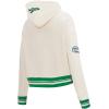 Pro Standard Womens NFL Retro Classics Brushed Back French Terry Cropped Pullover Hoodie(Eggshell/ Kelly Green)