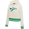 Pro Standard Womens NFL Retro Classics Brushed Back French Terry Cropped Pullover Hoodie(Eggshell/ Kelly Green)