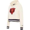 Pro Standard Womens NFL Retro Classics Brushed Back French Terry Cropped Pullover Hoodie(Eggshell/ Midnight Navy)