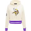 Pro Standard Womens NFL Retro Classics Brushed Back French Terry Cropped Pullover Hoodie(Eggshell/ Purple)