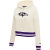 Pro Standard Womens NFL Retro Classics Brushed Back French Terry Cropped Pullover Hoodie(Eggshell/ Purple)