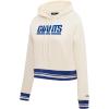 Pro Standard Womens NFL Retro Classics Brushed Back French Terry Cropped Pullover Hoodie(Eggshell/Dodger Blue)