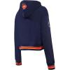 Pro Standard Womens NFL Retro Classics Brushed Back French Terry Cropped Pullover Hoodie(Midnight Navy/Orange/Midnight Navy)