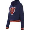 Pro Standard Womens NFL Retro Classics Brushed Back French Terry Cropped Pullover Hoodie(Midnight Navy/Orange/Midnight Navy)