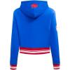 Pro Standard Womens NFL Retro Classics Brushed Back French Terry Cropped Pullover Hoodie(Royal Blue/Red)