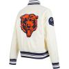 Pro Standard Womens NFL Retro Classics Satin Jacket(Eggshell/ Midnight Navy)