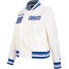 Pro Standard Womens NFL Retro Classics Satin Jacket(Eggshell/Dodger Blue)