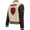 Pro Standard Womens NFL Retro Classics Varsity Jacket(Eggshell/ Midnight Navy)