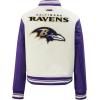 Pro Standard Womens NFL Retro Classics Varsity Jacket(Eggshell/ Purple)