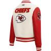 Pro Standard Womens NFL Retro Classics Varsity Jacket(Eggshell/ Red)