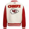 Pro Standard Womens NFL Retro Classics Varsity Jacket(Eggshell/ Red)