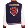 Pro Standard Womens NFL Retro Classics Varsity Jacket(Midnight Navy/Orange/Midnight Navy)