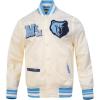 Pro Standard Mens NBA Best Of Satin Jacket(Eggshell/ University Blue)