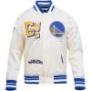 Pro Standard Mens NBA Best Of Satin Jacket(Eggshell/Royal Blue)